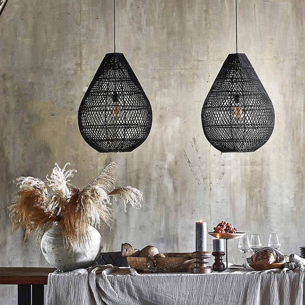 Handmade Rattan Chandelier Tear Shape Lantern Pendant Lamp