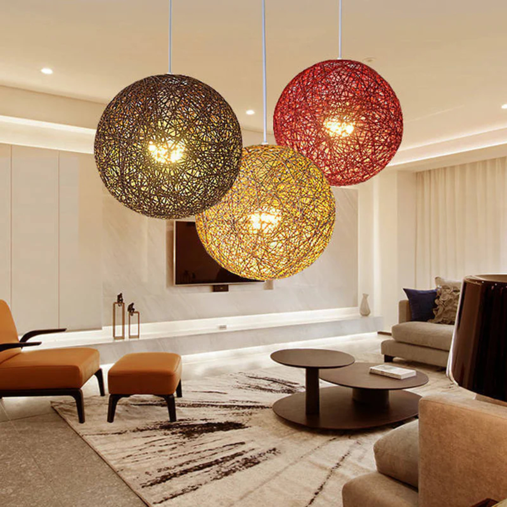 Creative handmade woven colorful rattan woven personalized circular chandelier