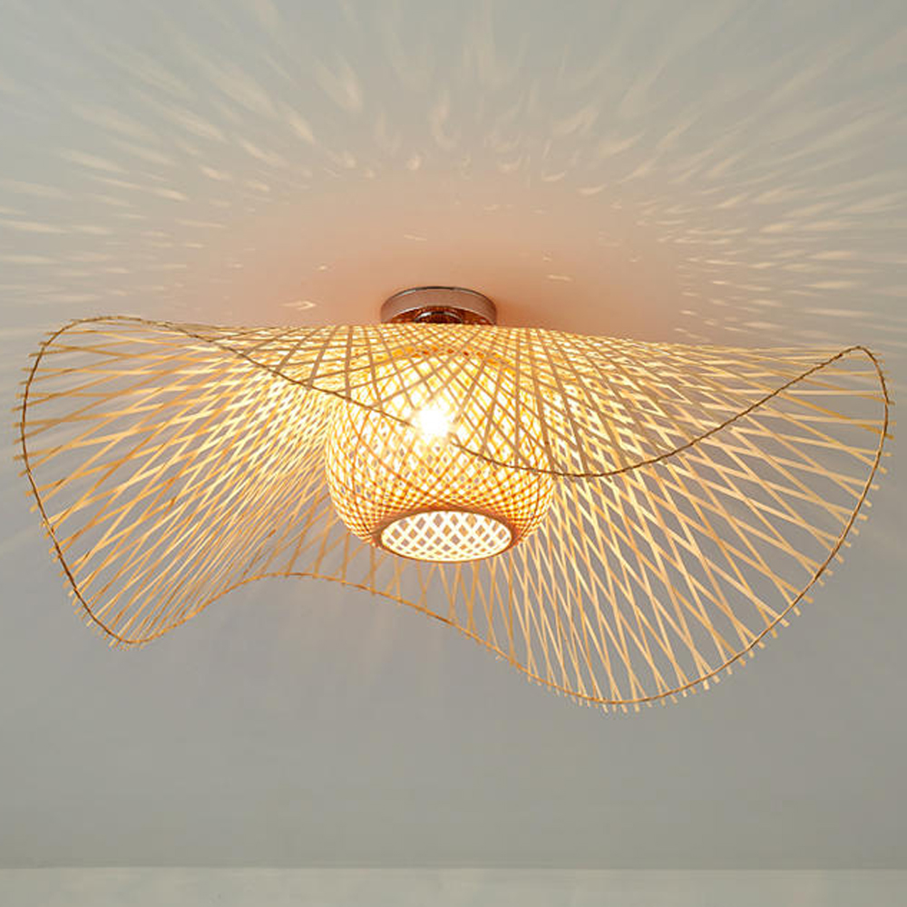 Large Hat-shape Bamboo Ceiling Light For Bedroom