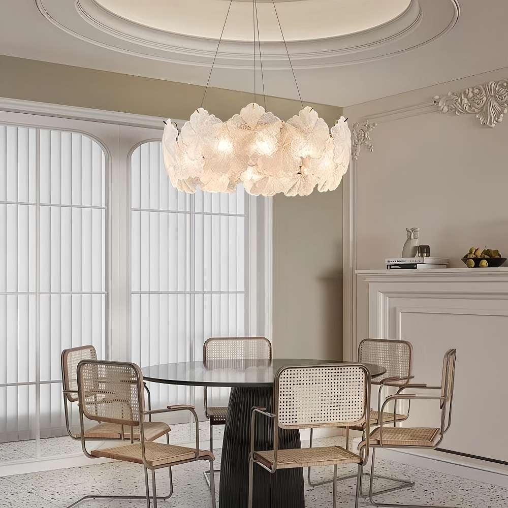 Modern French Snowflake Creative Glass Chandelier Living Room Bedroom Lighting Fixtures