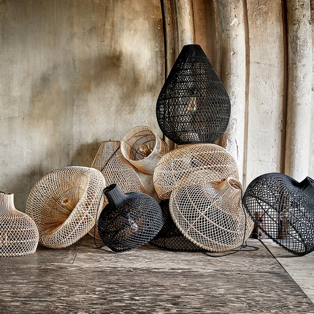 Handmade Rattan Chandelier Tear Shape Lantern Pendant Lamp