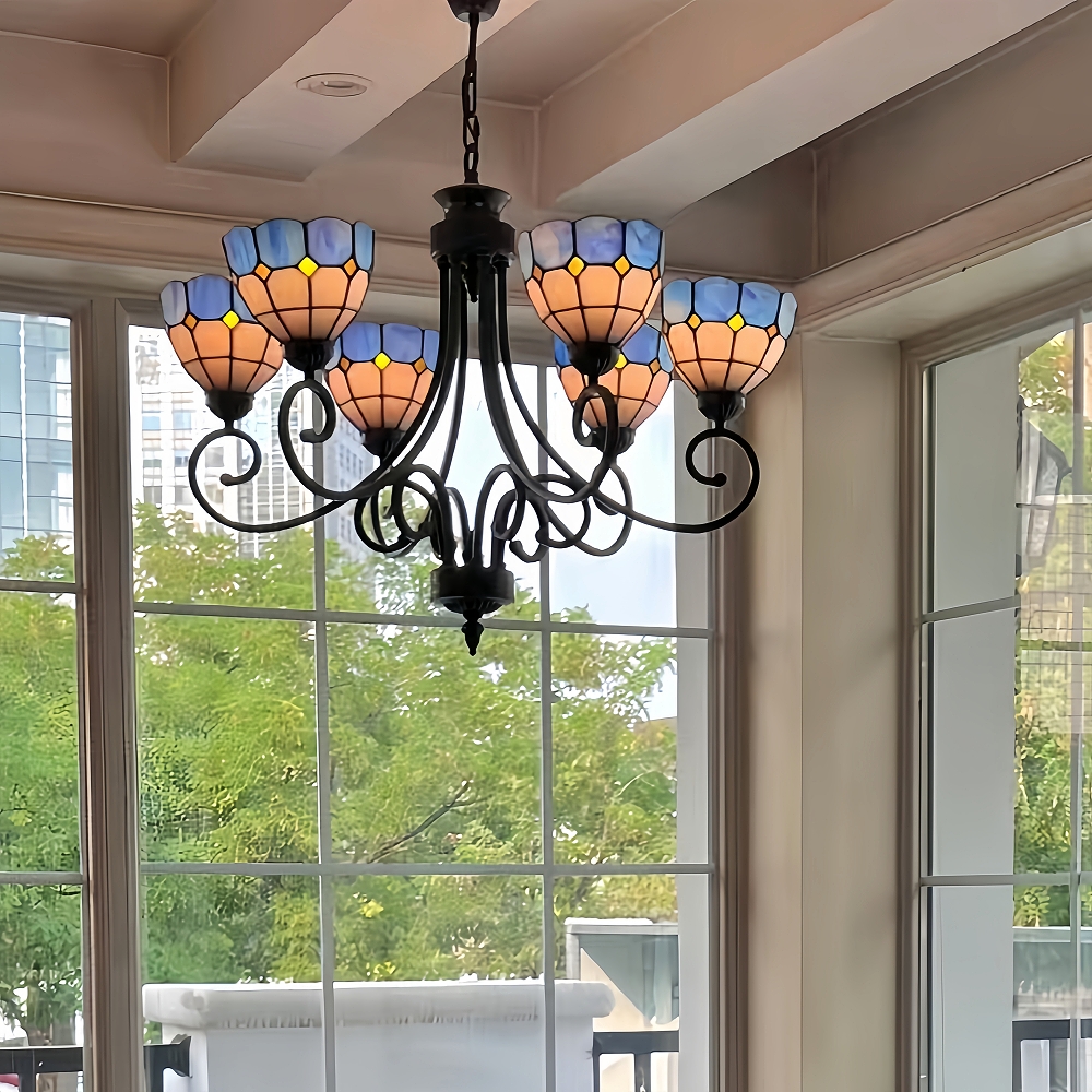 Mediterranean Style European Colored Glass Chandelier