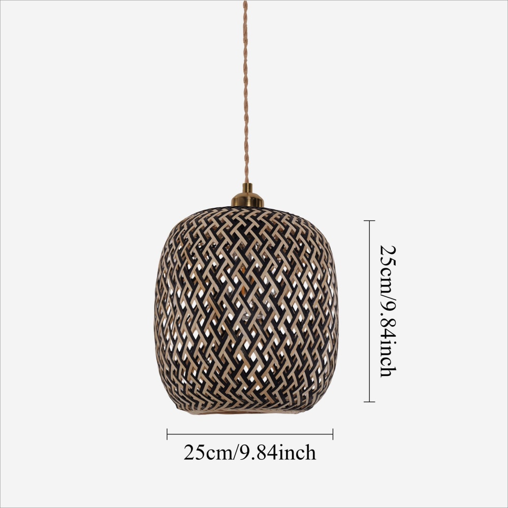 Japanese Style Creative Geometric Black Bamboo Pendant Light