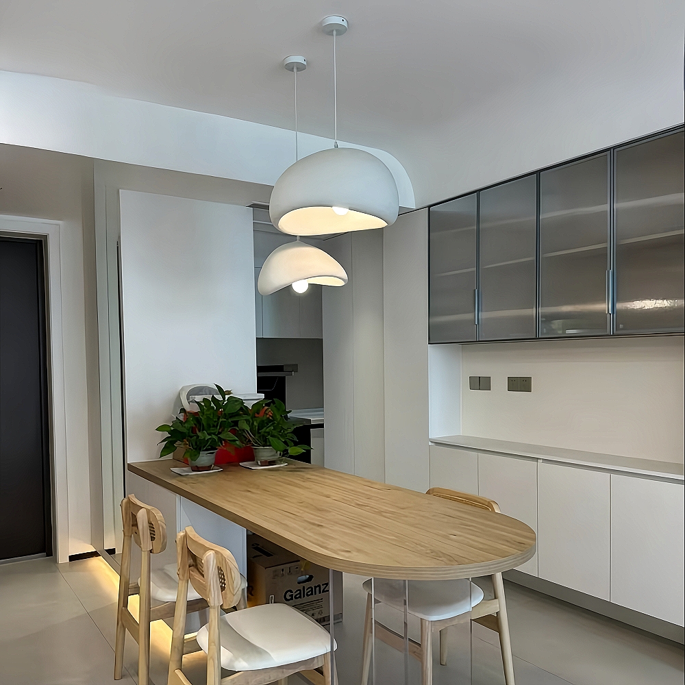 Nordic Japandi Living Room Handmade Oval Resin Chandelier Lamp