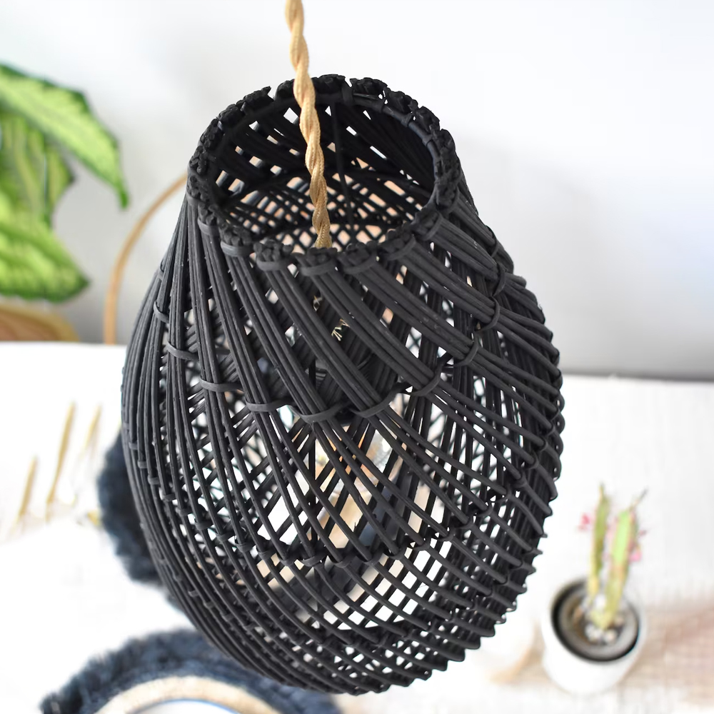 Boho Kitchen Lighting Fixture Unique Handmade Rattan Pendant Lamp Shade