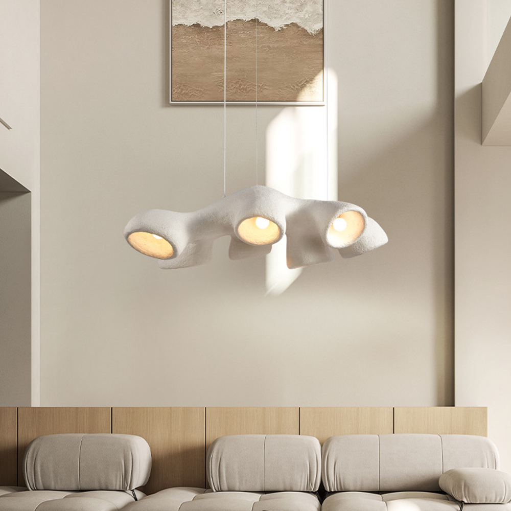 Designer Wabi-sabi Chandelier Micro-cement Original Handmade Living Room Pendant Lighting