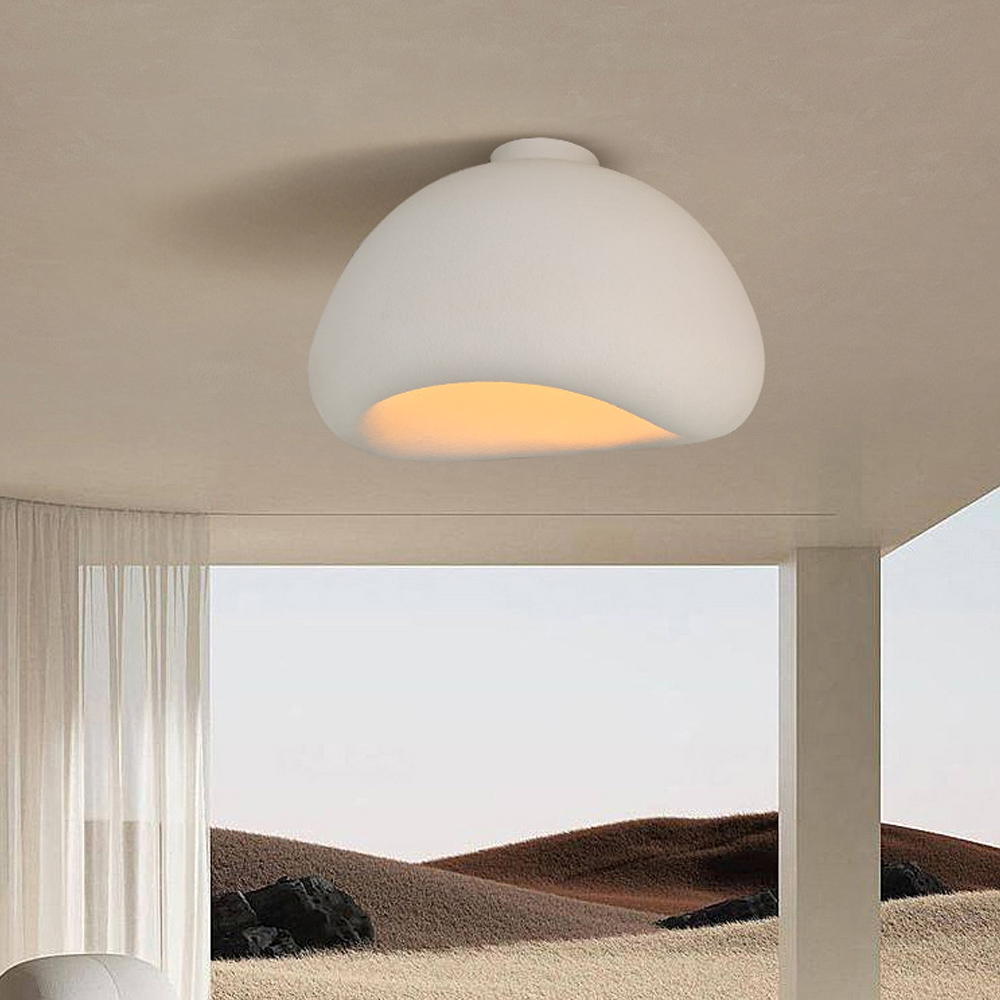 Simple Nordic Resin Oval Cream Flush Mount Ceiling Light For Bedroom Living Room