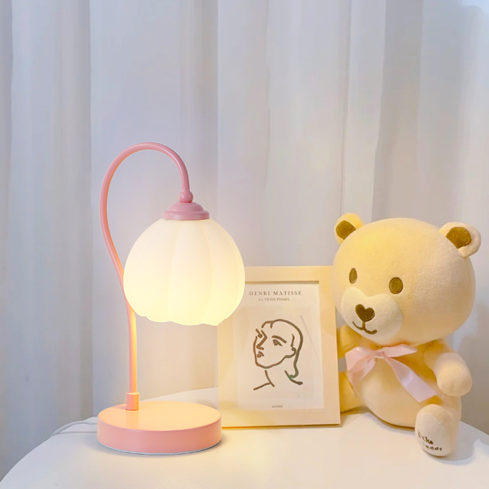 Bedroom desk lamp cream style bedside study flower bud creative eye protection night light
