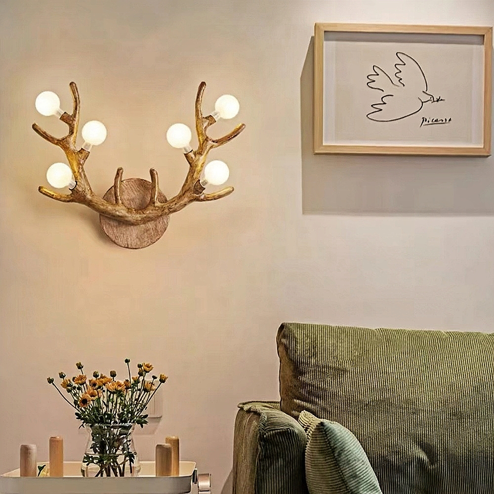 Nordic Creative Imitation Deer Horn Art  Atmosphere Wall Lamp