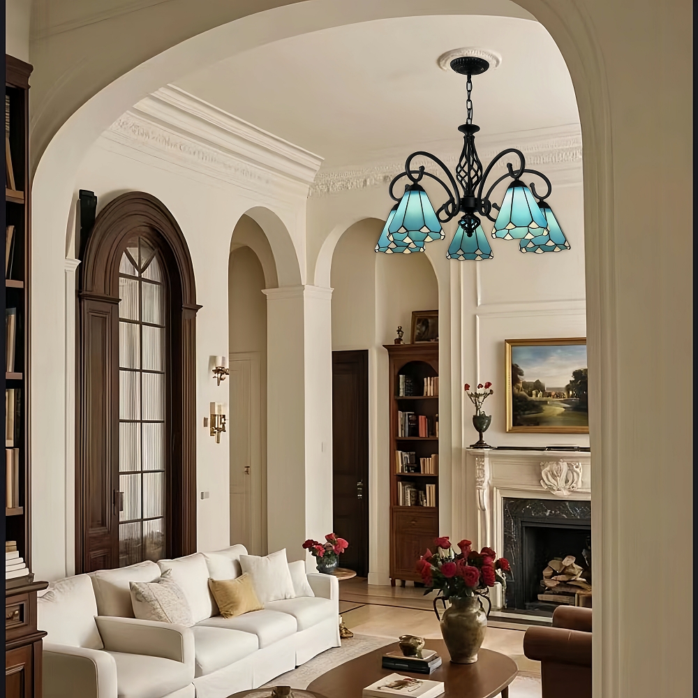 Mediterranean Style European Colored Glass Chandelier