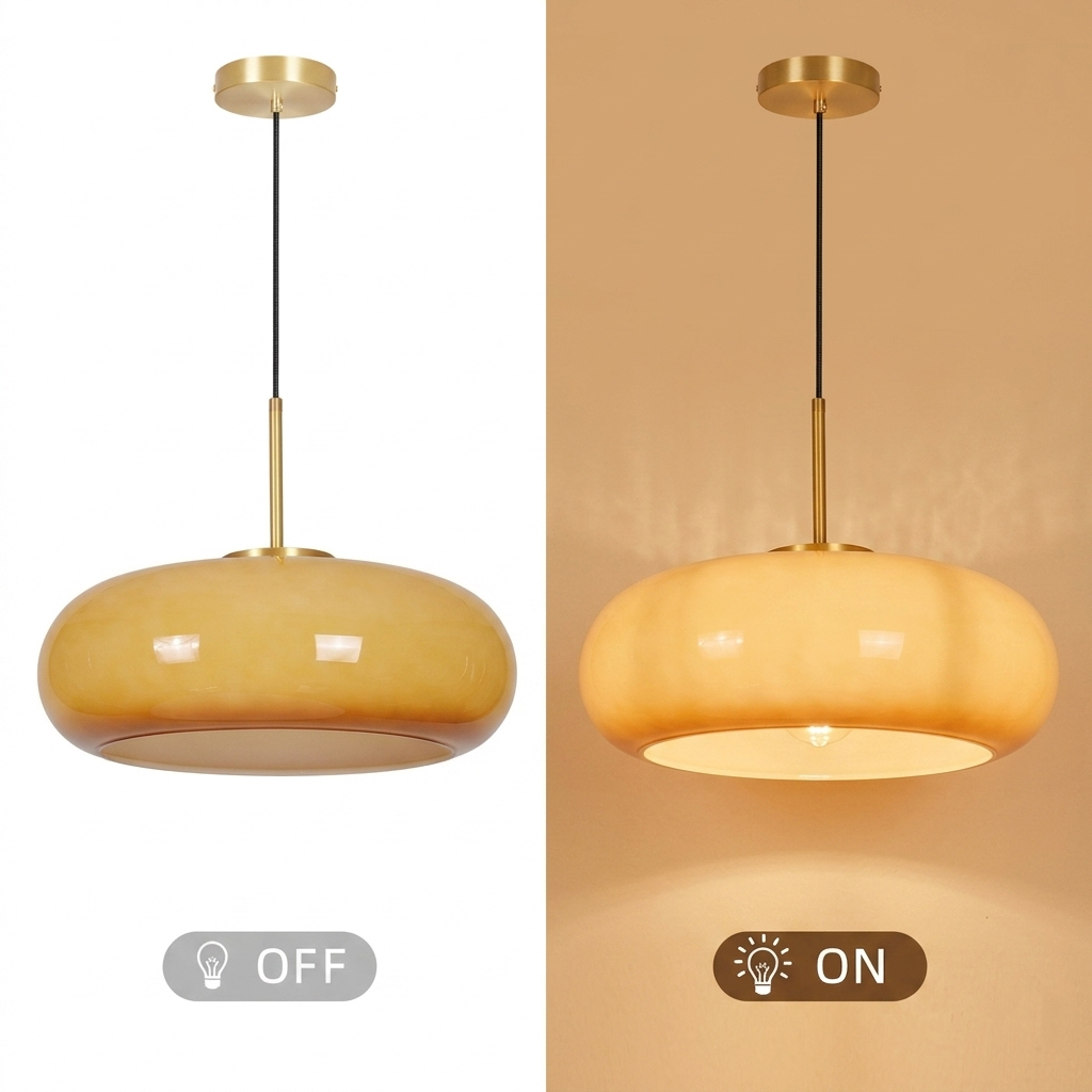 Mid Century Modern Yellow Glass Pendant Light Dining Room Bedroom Chandeliers