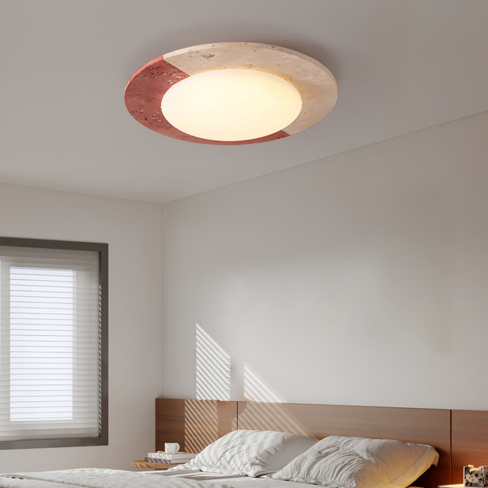 Japanese Minimalist Yellow Travertine Bedroom Ceiling Light