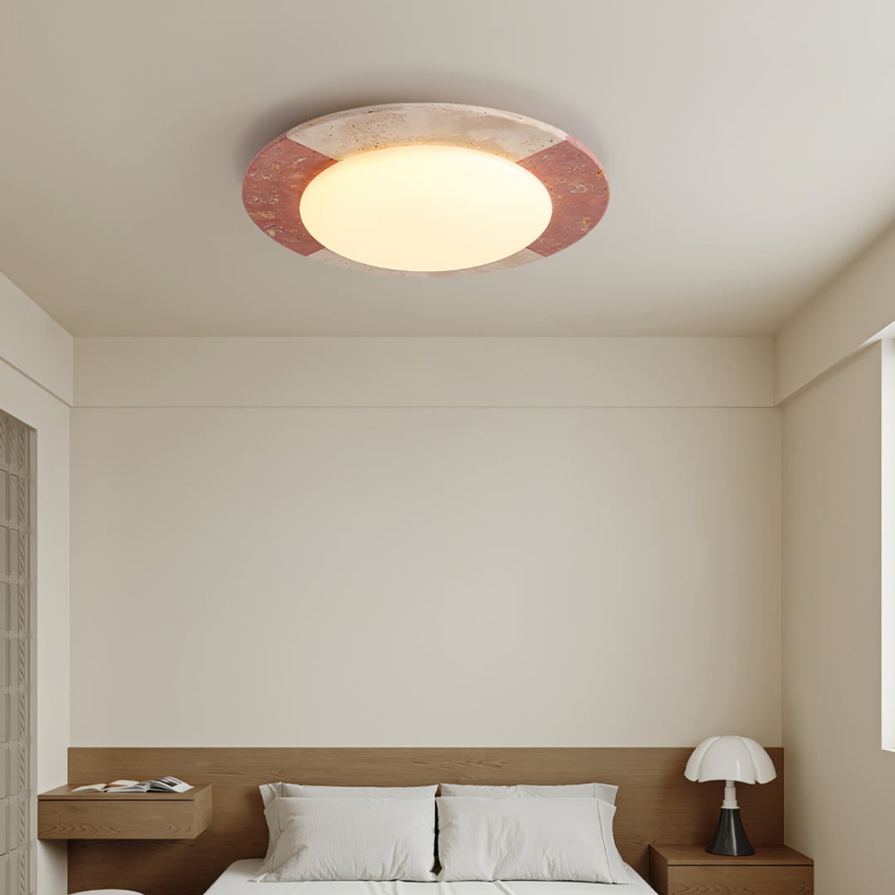 Japanese Minimalist Yellow Travertine Bedroom Ceiling Light