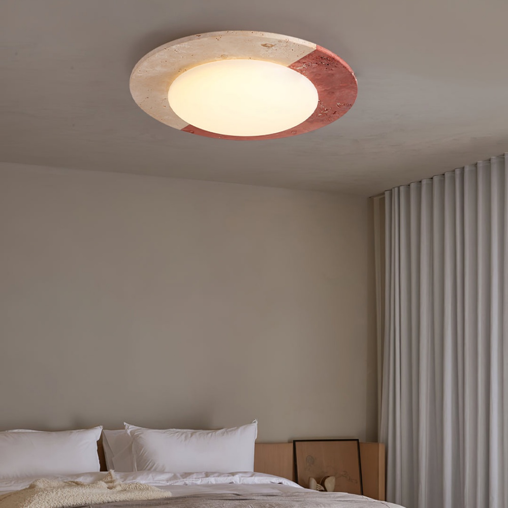 Japanese Minimalist Yellow Travertine Bedroom Ceiling Light
