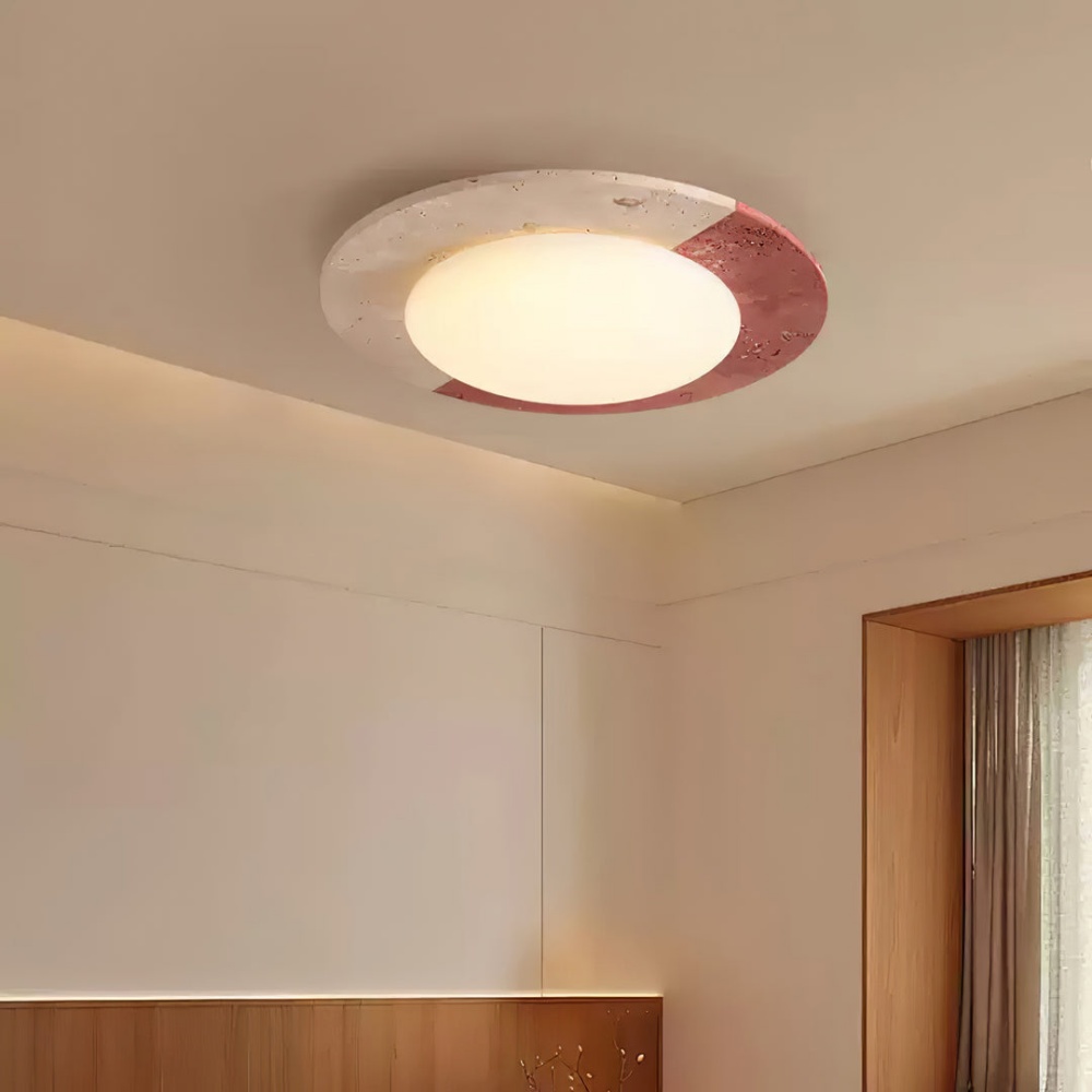 Japanese Minimalist Yellow Travertine Bedroom Ceiling Light