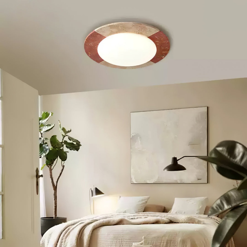 Japanese Minimalist Yellow Travertine Bedroom Ceiling Light