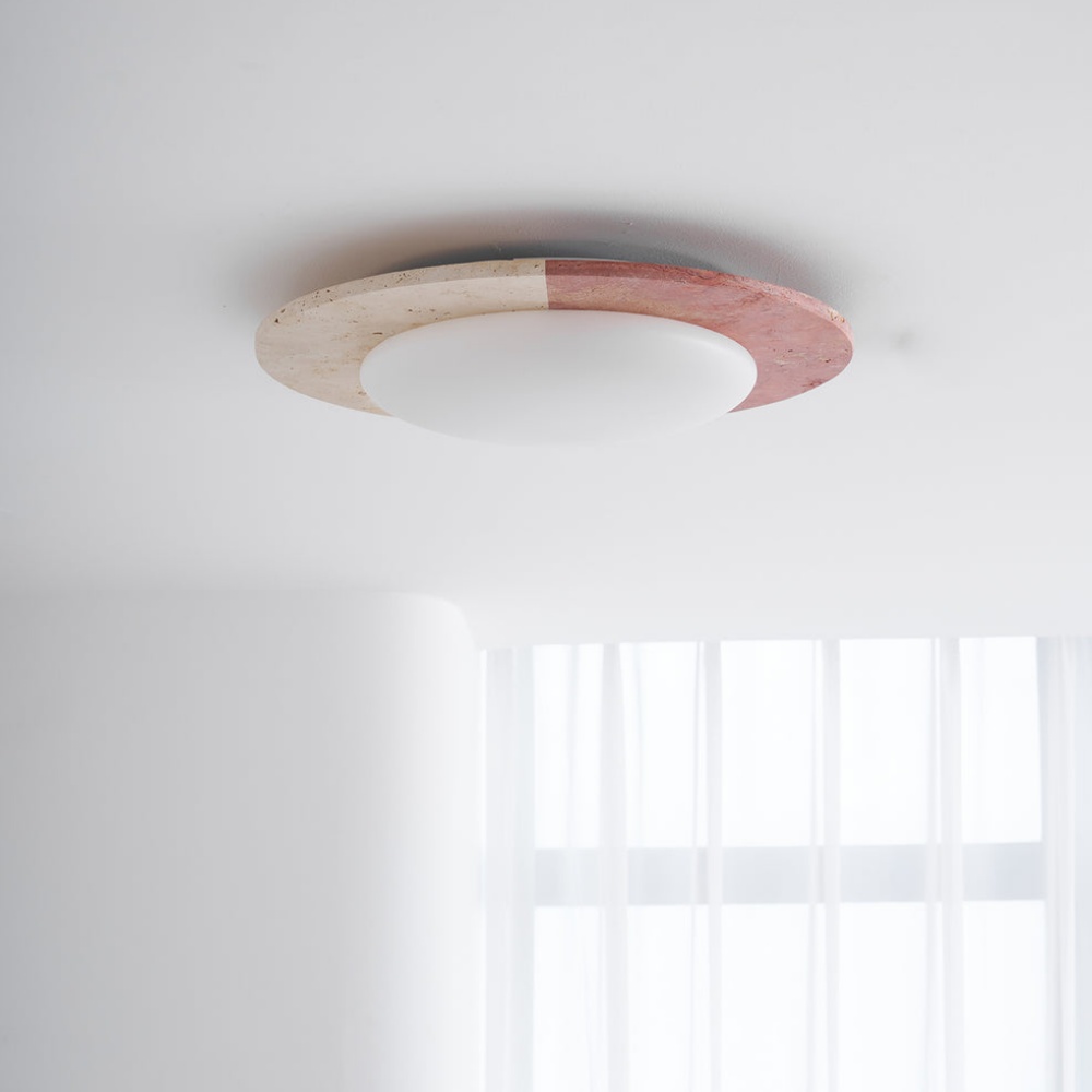 Japanese Minimalist Yellow Travertine Bedroom Ceiling Light