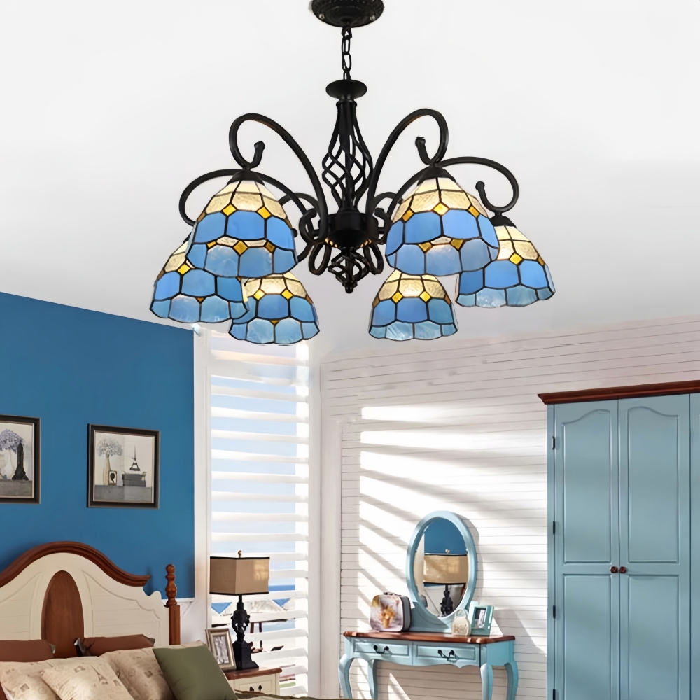 Mediterranean Style European Colored Glass Chandelier