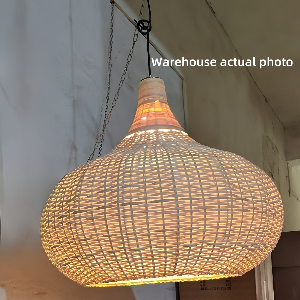 Vintage Handmade Natural  White Rattan Pendant Light
