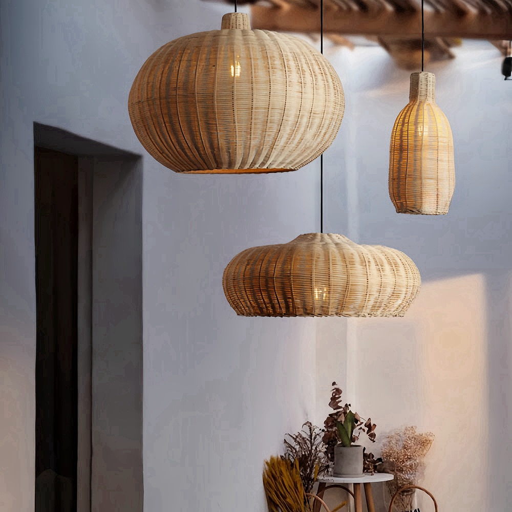 Wabi-sabi Rattan Hanging Light Bird's Nest Hand-woven Retro Lampshade