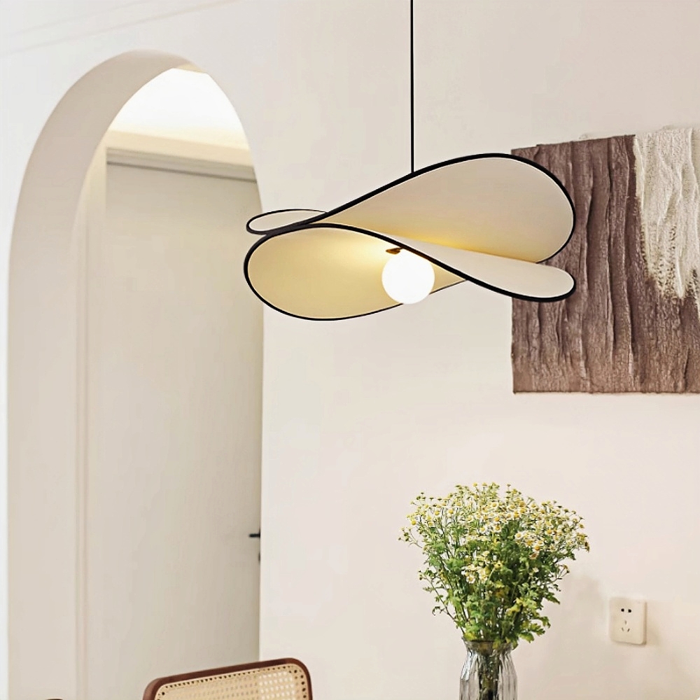 Japanese Wabi Sabi Style Bedroom Creative Potato Chip Shaped Fabric Pendant Light