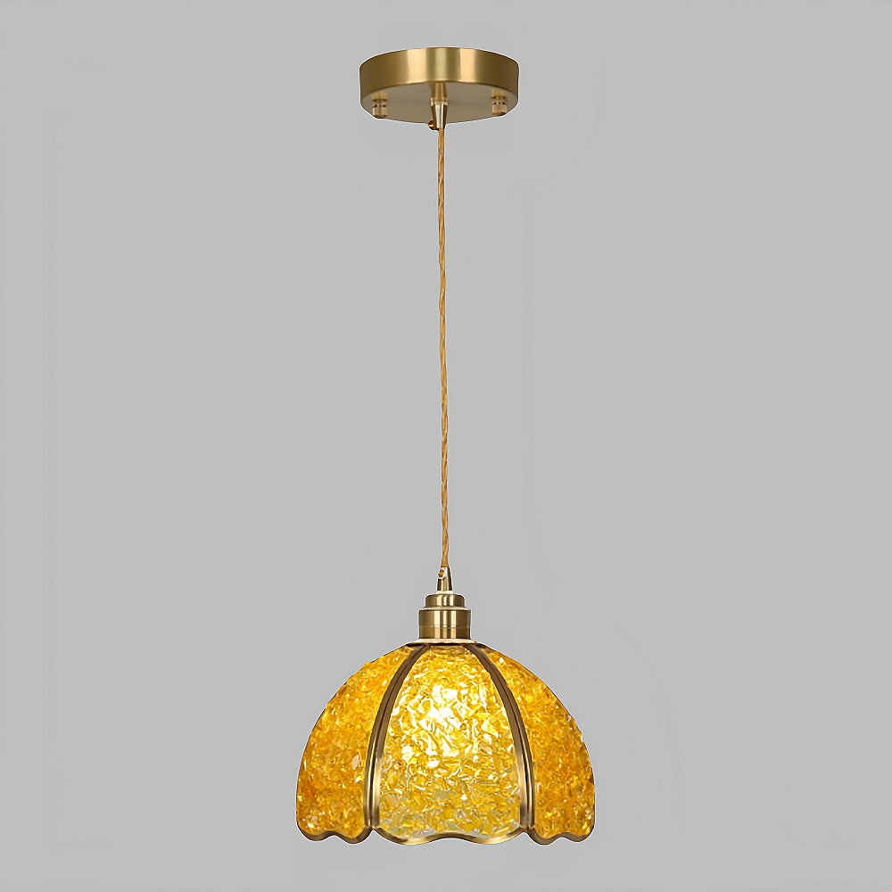 American Style Copper Natural Crystal Chandelier Hallway Foyer Balcony Pendant Light