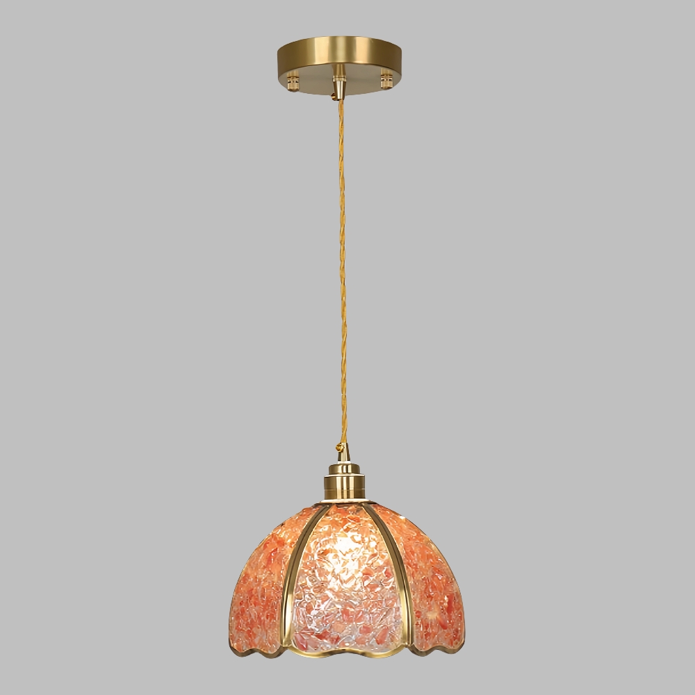 American Style Copper Natural Crystal Chandelier Hallway Foyer Balcony Pendant Light