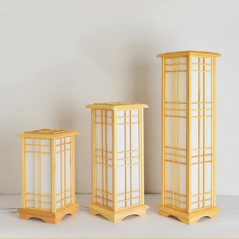 Japanese Floor Lamp Wood Tatami Table Lamp For Bedroom