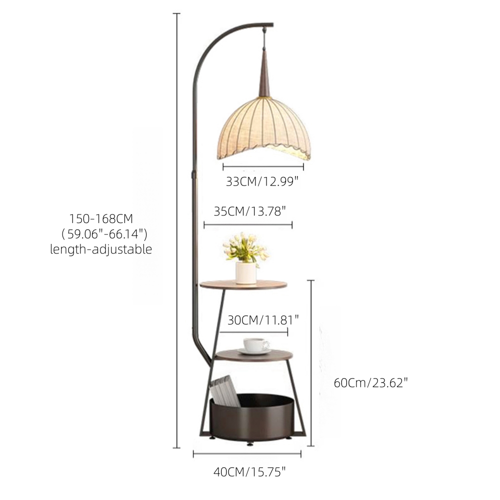 Medieval-Style Living Room Storage Shelf Integrated Floor Lamp