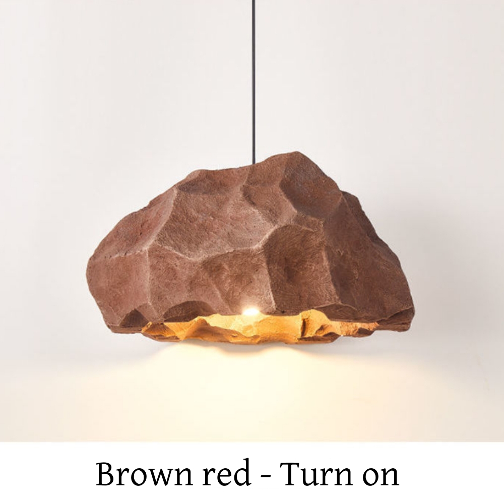 Wabi-sabi retro style imitation micro-cement irregular rock chandelier