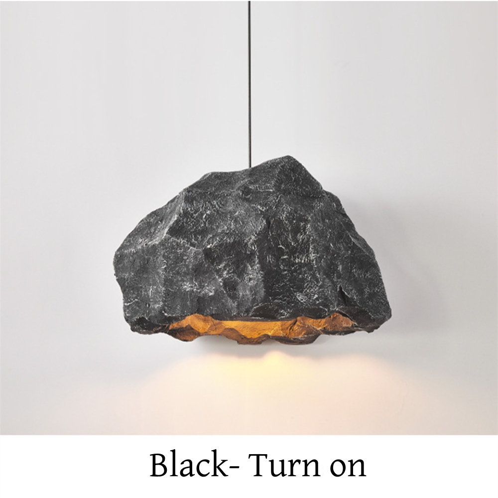 Wabi-sabi retro style imitation micro-cement irregular rock chandelier