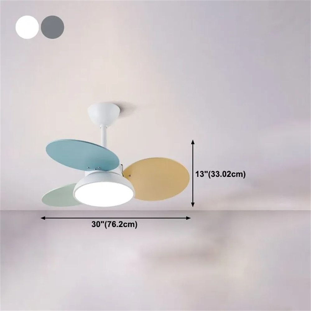 Nordic Style Macaron Color Matching Fan Integrated Silent LED Pendant Light