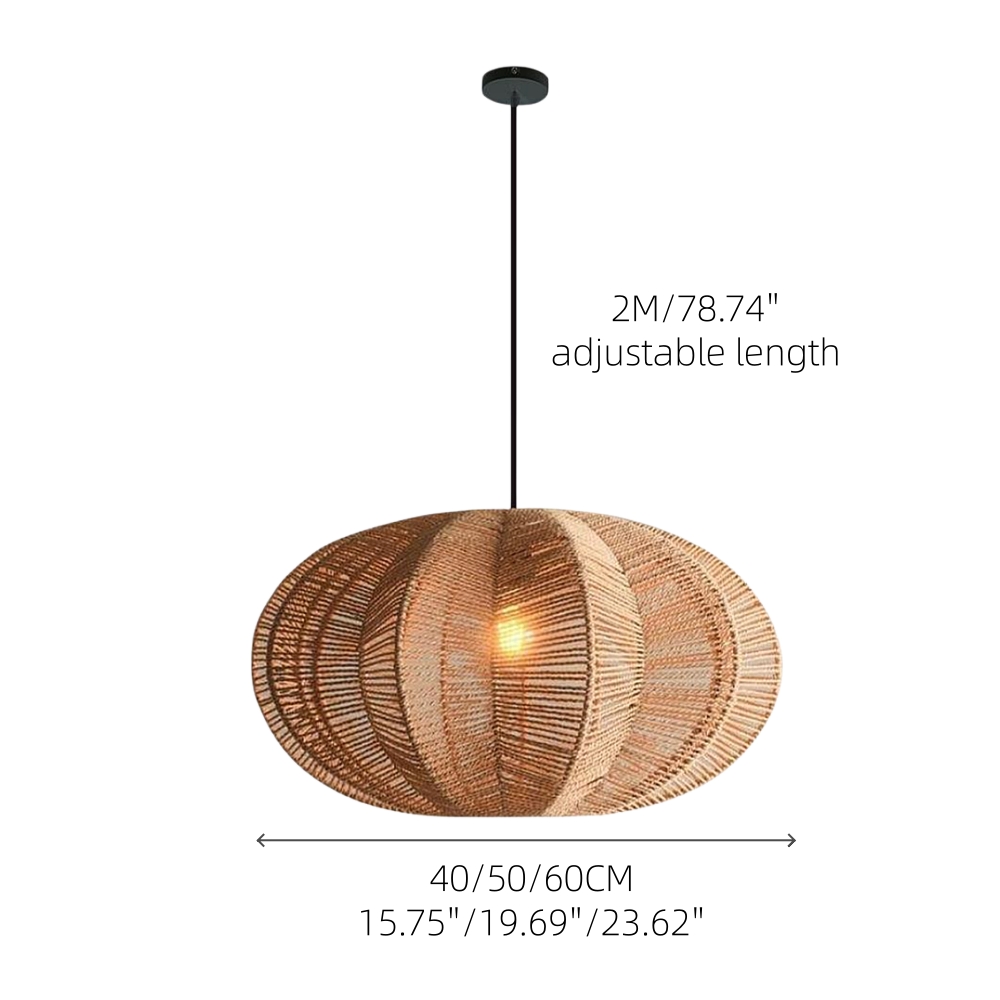 Bohemian Woven Rattan Oval Pendant Lamp Natural Textured Lighting