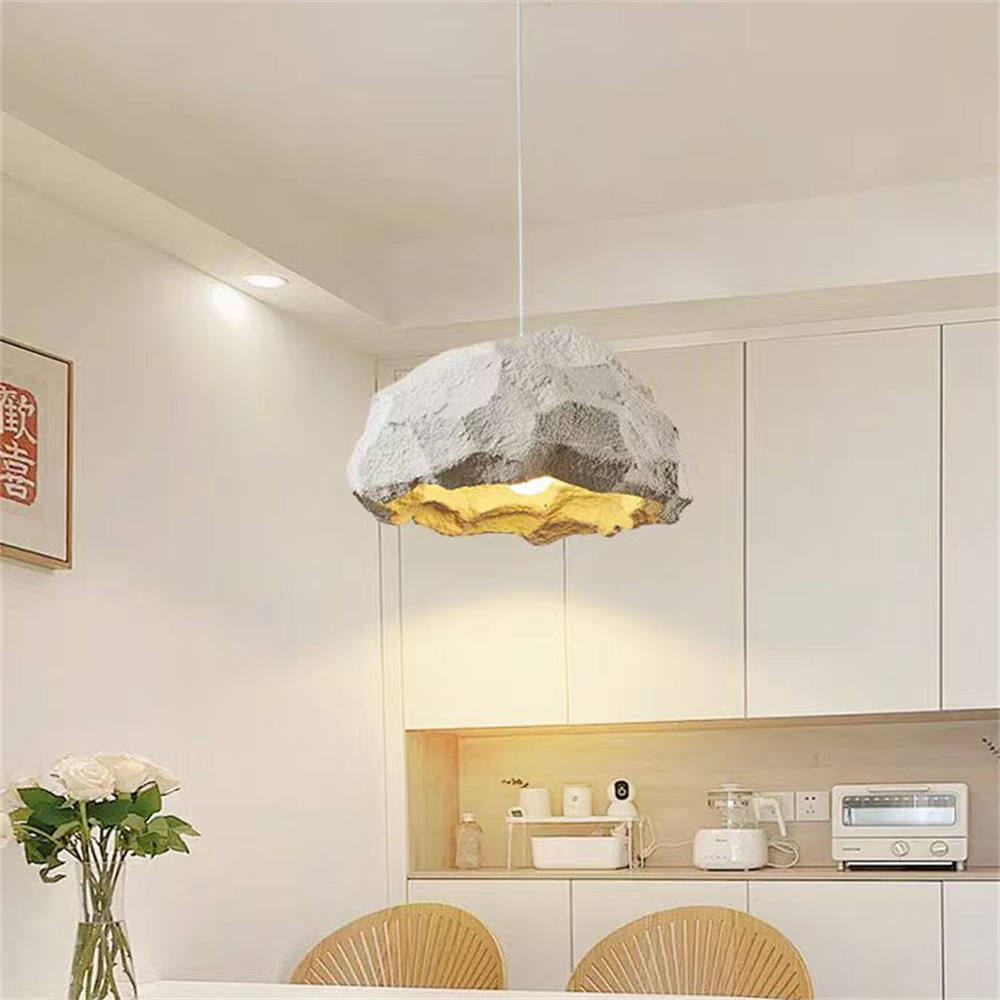 Wabi-sabi retro style imitation micro-cement irregular rock chandelier