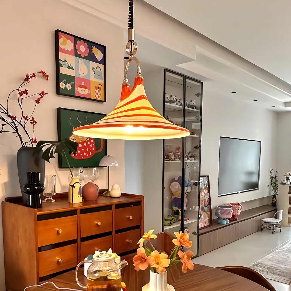  Nordic Painted Horn Pendant Light Adjustable Creative Personalized Artistic Retro Chandelier