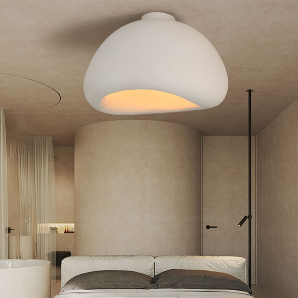 Simple Nordic Resin Oval Cream Flush Mount Ceiling Light For Bedroom Living Room