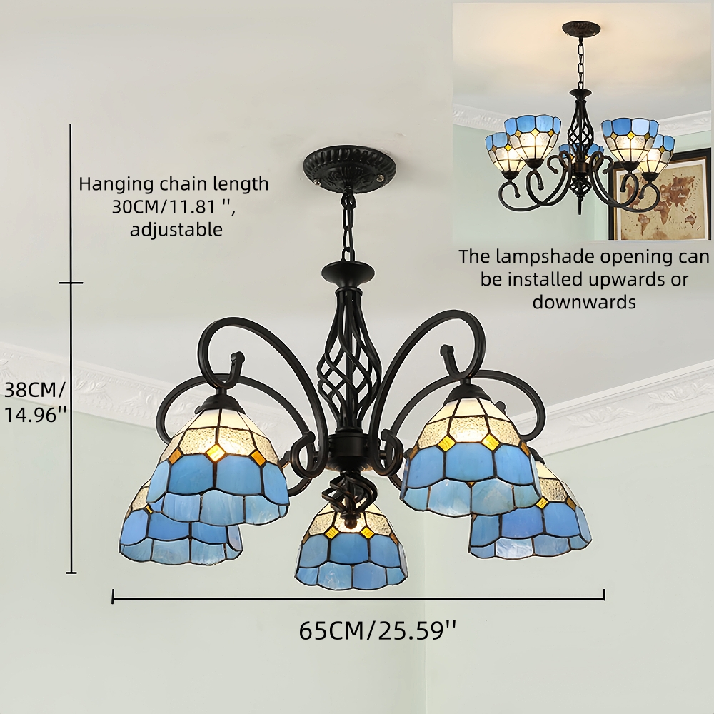 Mediterranean Style European Colored Glass Chandelier