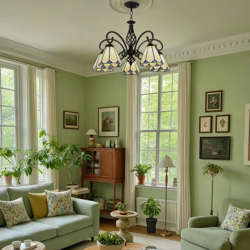 Mediterranean Style European Colored Glass Chandelier