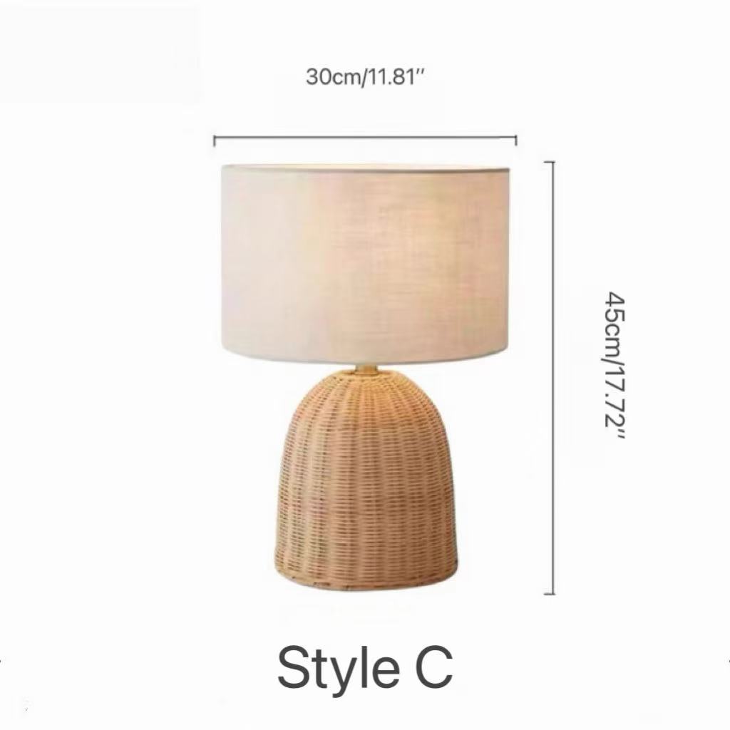 Rustic Woven Table Lamps with Natural Bamboo Material Light