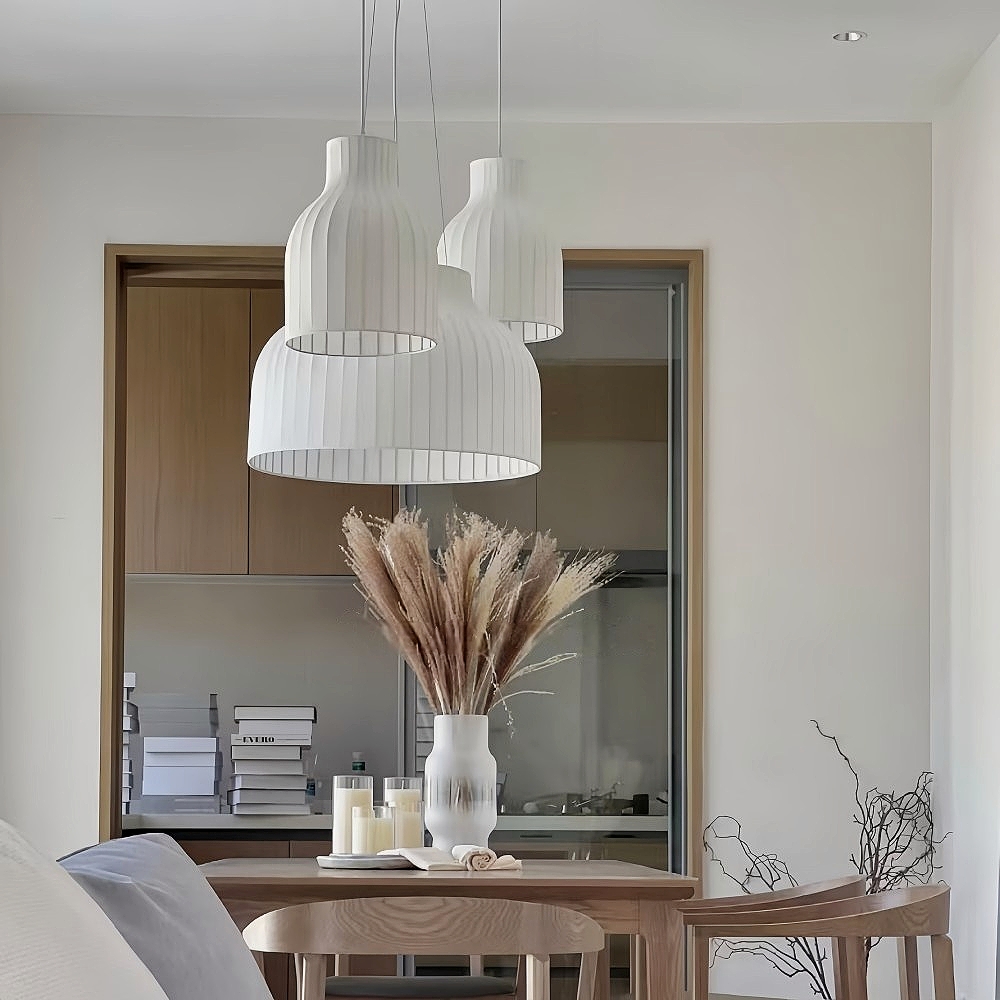 Handmade Elegant Fabric Pendant Lamp Unique Design Boho Chandelier for Cozy Living Rooms