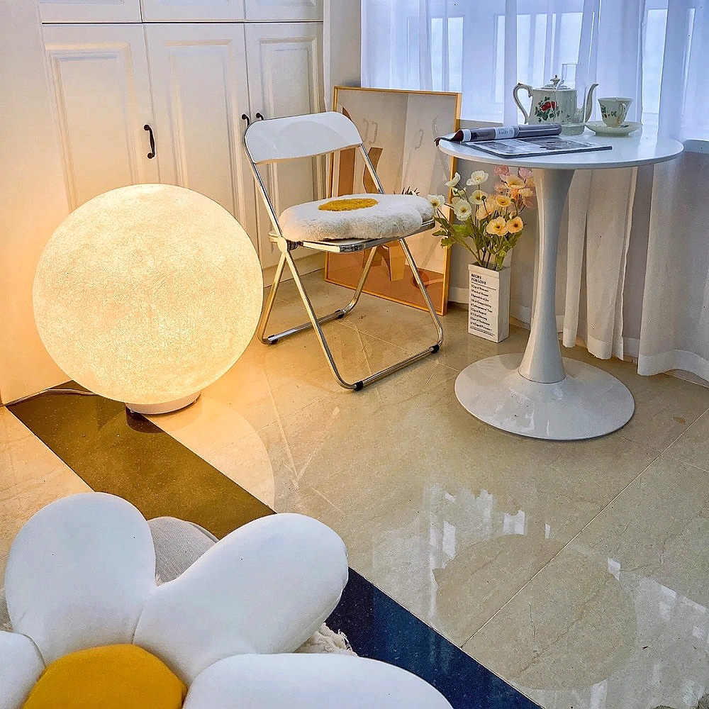 Nordic Creative Interior Resin Fiber Art Moon Floor Lamp