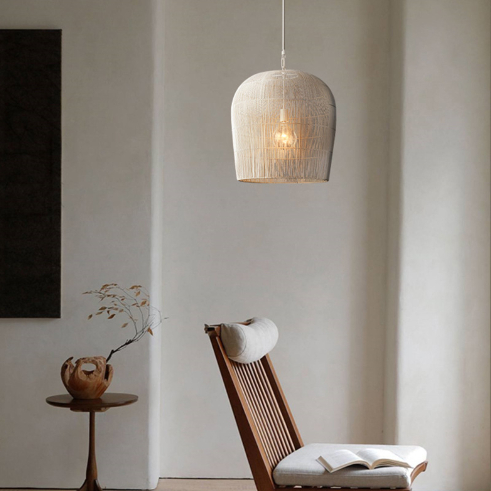  Wooden style natural rattan handmade woven chandelier