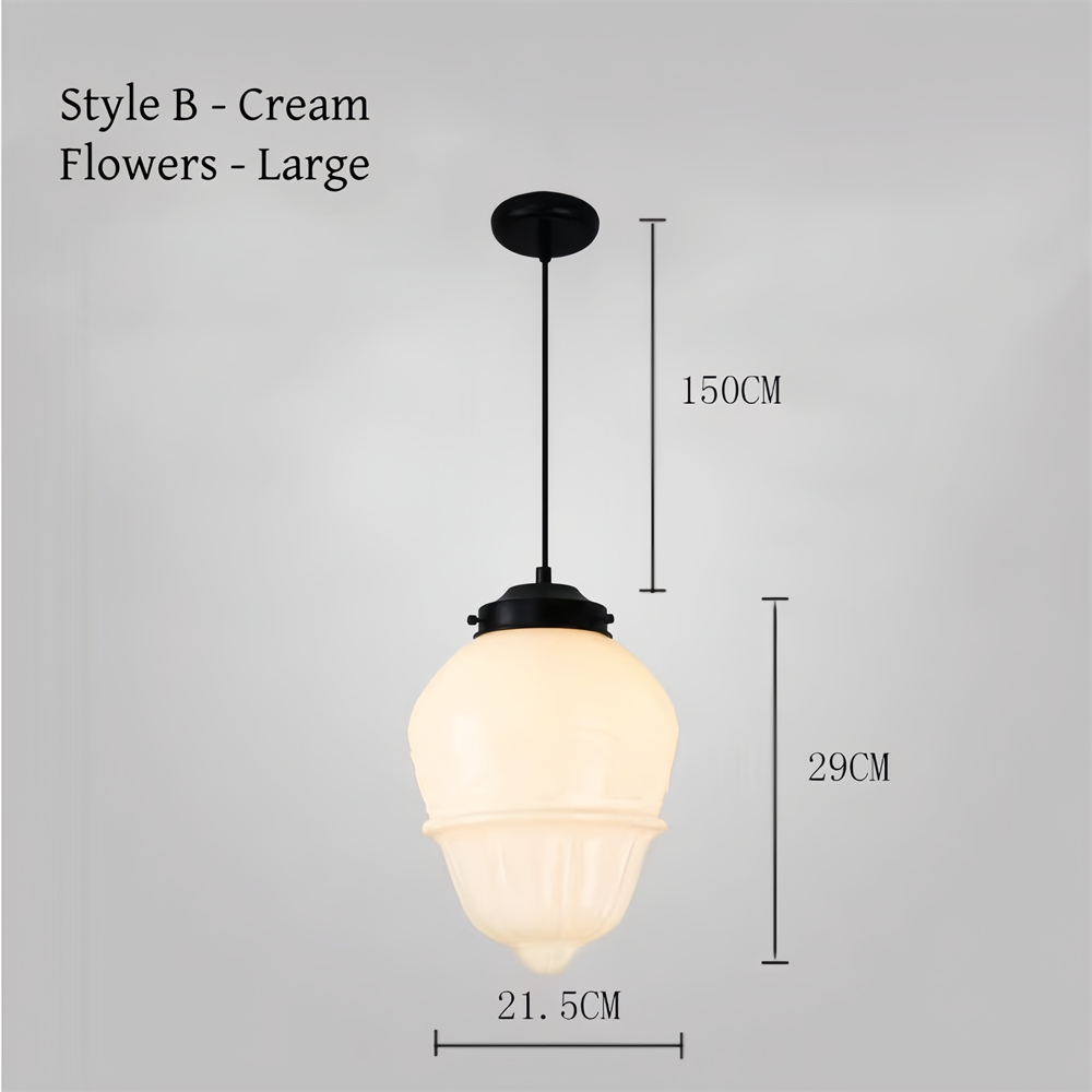 Vintage White Milk Glass Geometric Jar Pendant Light