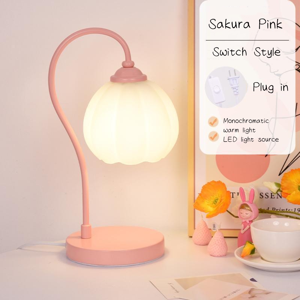 Bedroom desk lamp cream style bedside study flower bud creative eye protection night light