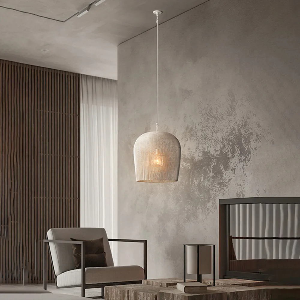 Wooden style natural rattan handmade woven chandelier