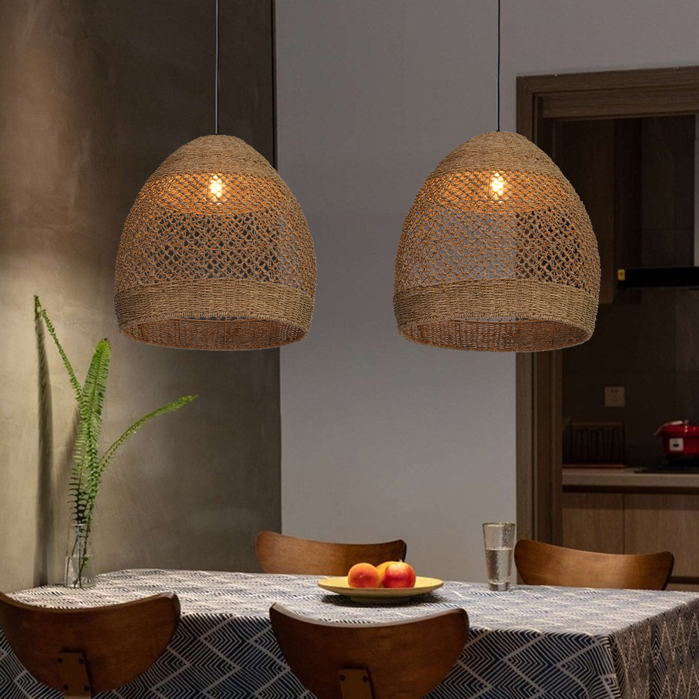 Natural Seagrass Lampshade Rattan Pendant Light Handmade Lamp Fixture