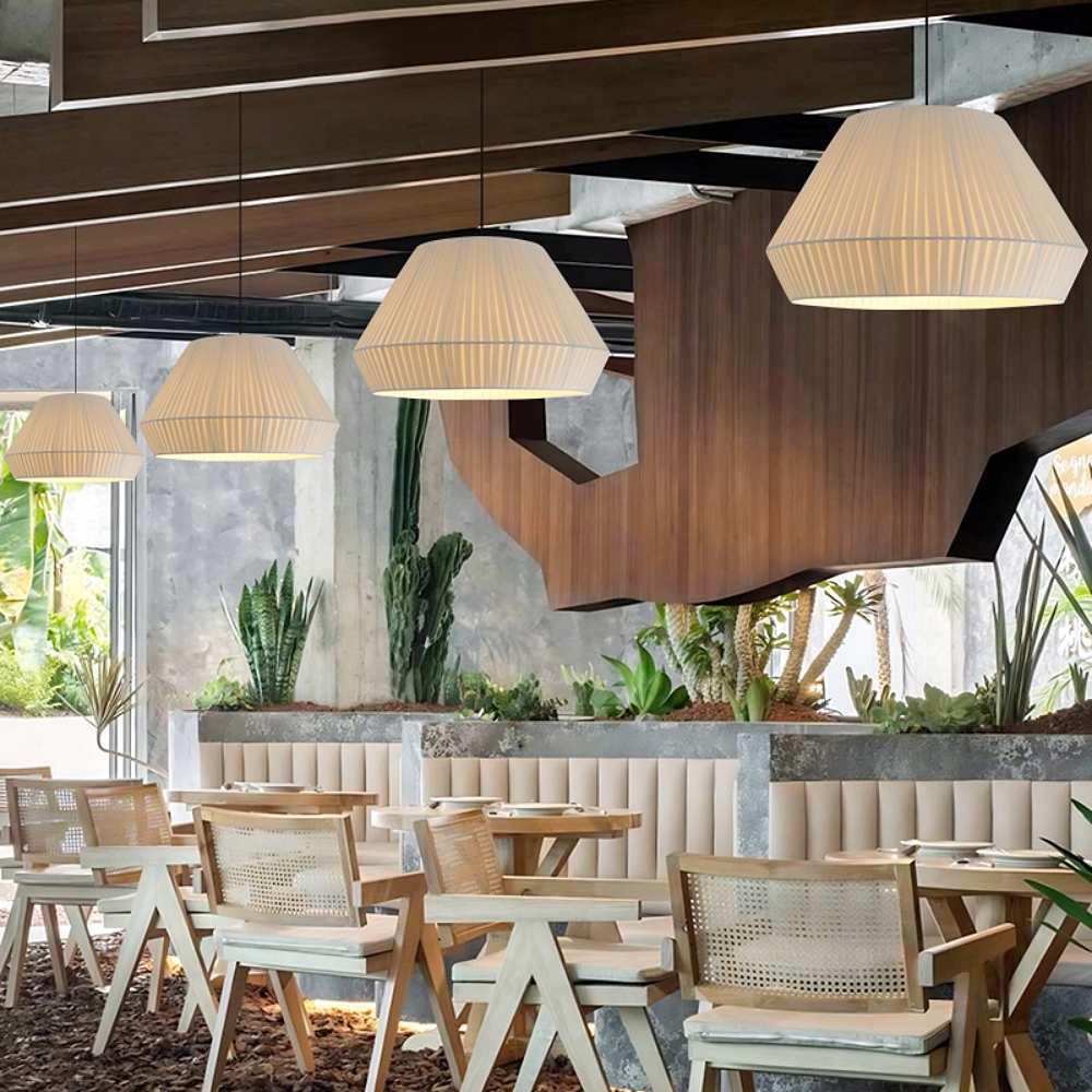 Modern Minimalist Pleated Fabric Pendant Light