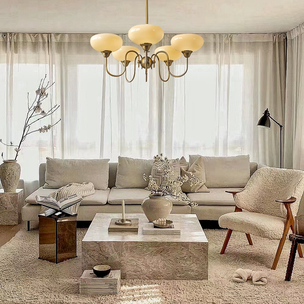 Bubble Creamy Persimmon Glass Chandelier