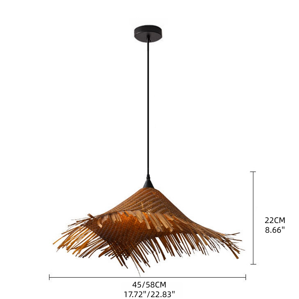 Wabi-Sabi Handmade Bamboo Woven Hat Pendant Light
