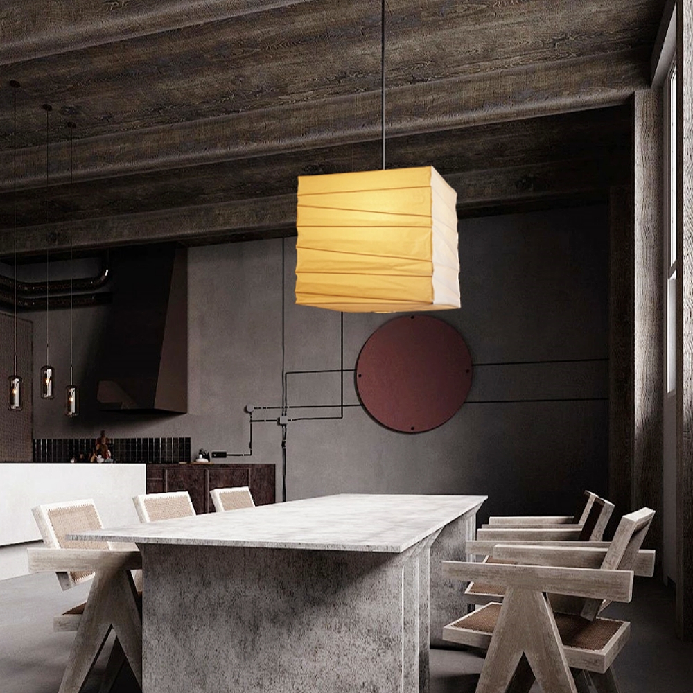 Japanese Style Paper Art Square Pendent Lamp